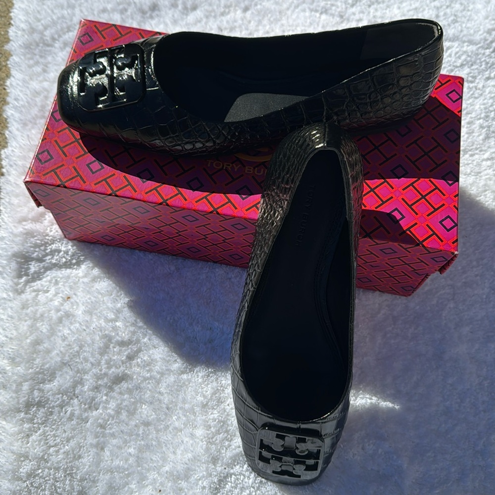 Tory Burch Black Ballet Croc Shoes